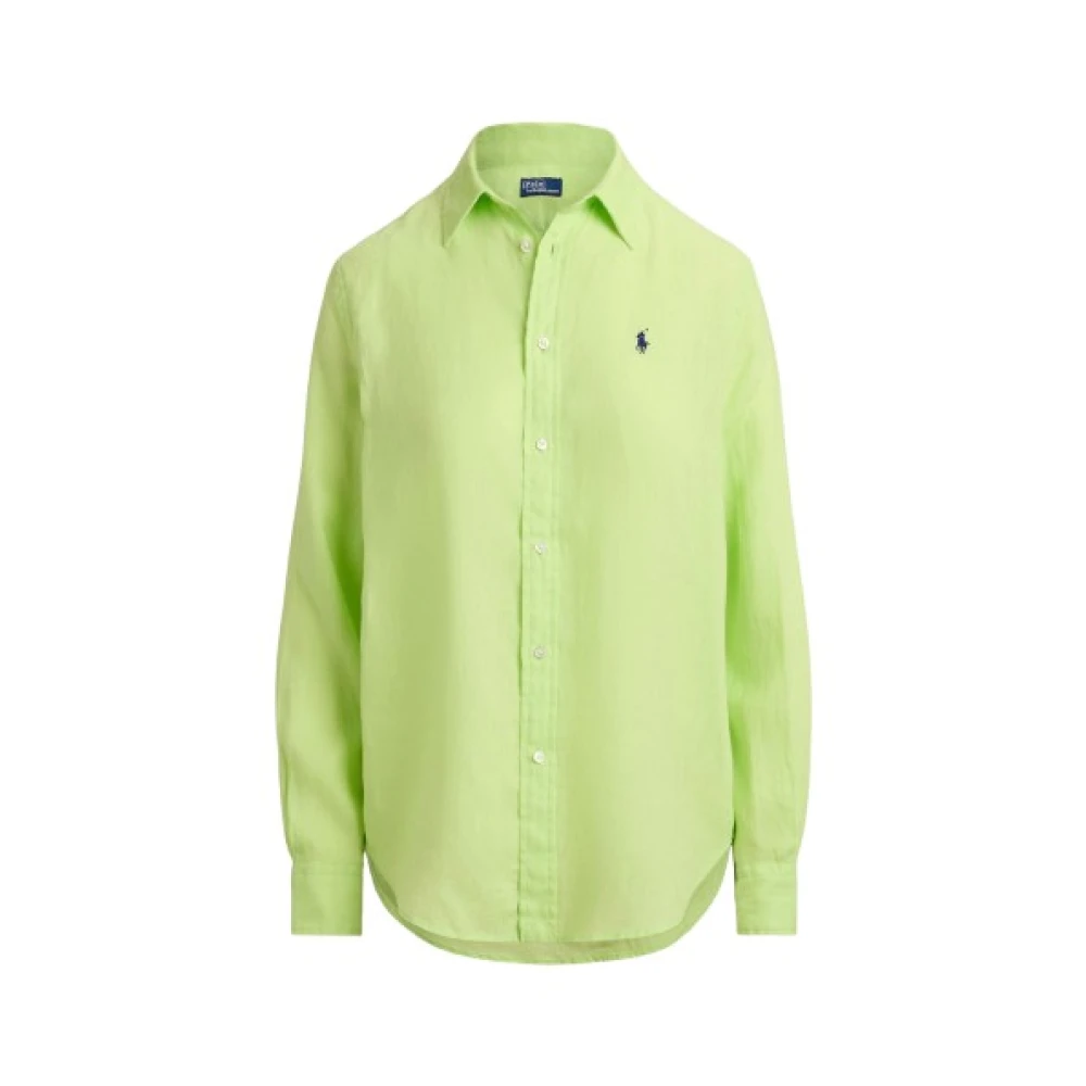 Polo Ralph Lauren Women's Green Linen Shirt, Straight Cut