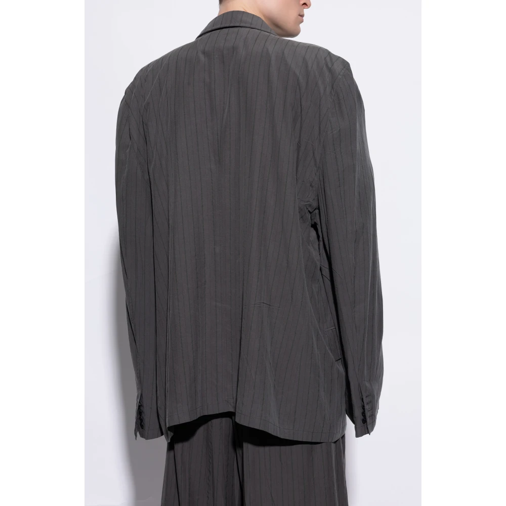 Balenciaga Nauwsluitende blazer met krijtstreep Gray Heren