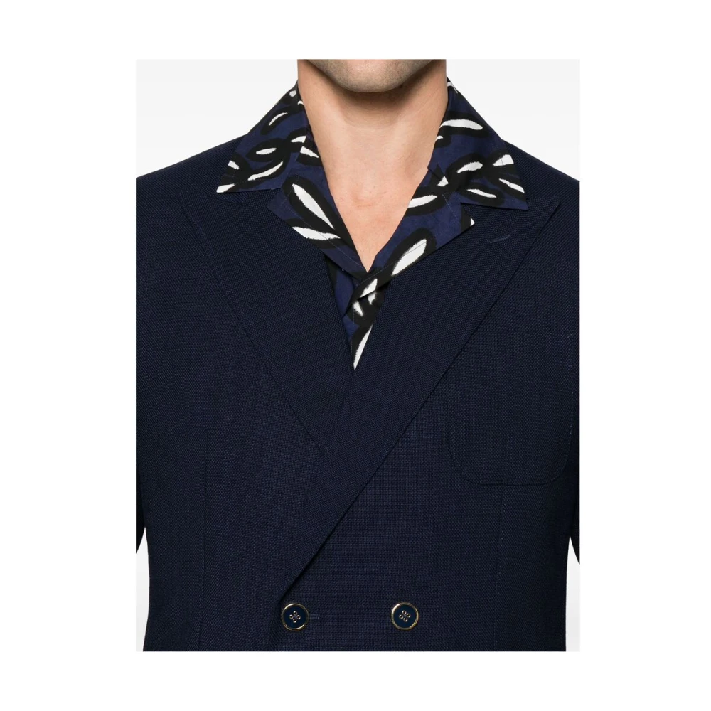 Dolce & Gabbana Navy Blauw Dubbel-Breasted Jas Blue Heren