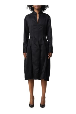 elegant-midi-dress-with-stand-collar