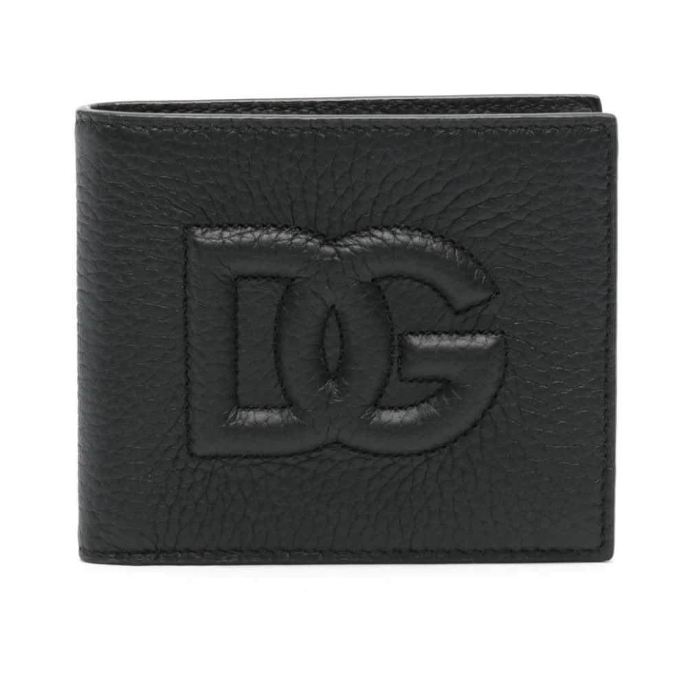 Dolce & Gabbana Svart Pebble Läder Bifold Plånbok Black, Herr