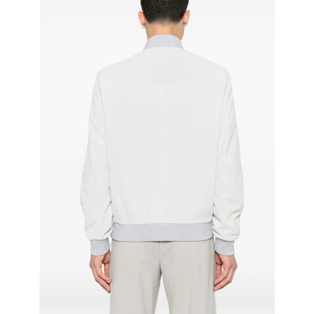 Brioni Lichtgrijze Bomberjack met Geribbelde Zoom Blue Heren