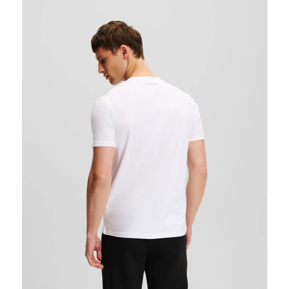 Karl Lagerfeld Baltisch T-shirt met contrasterend logo bij de hals White Heren