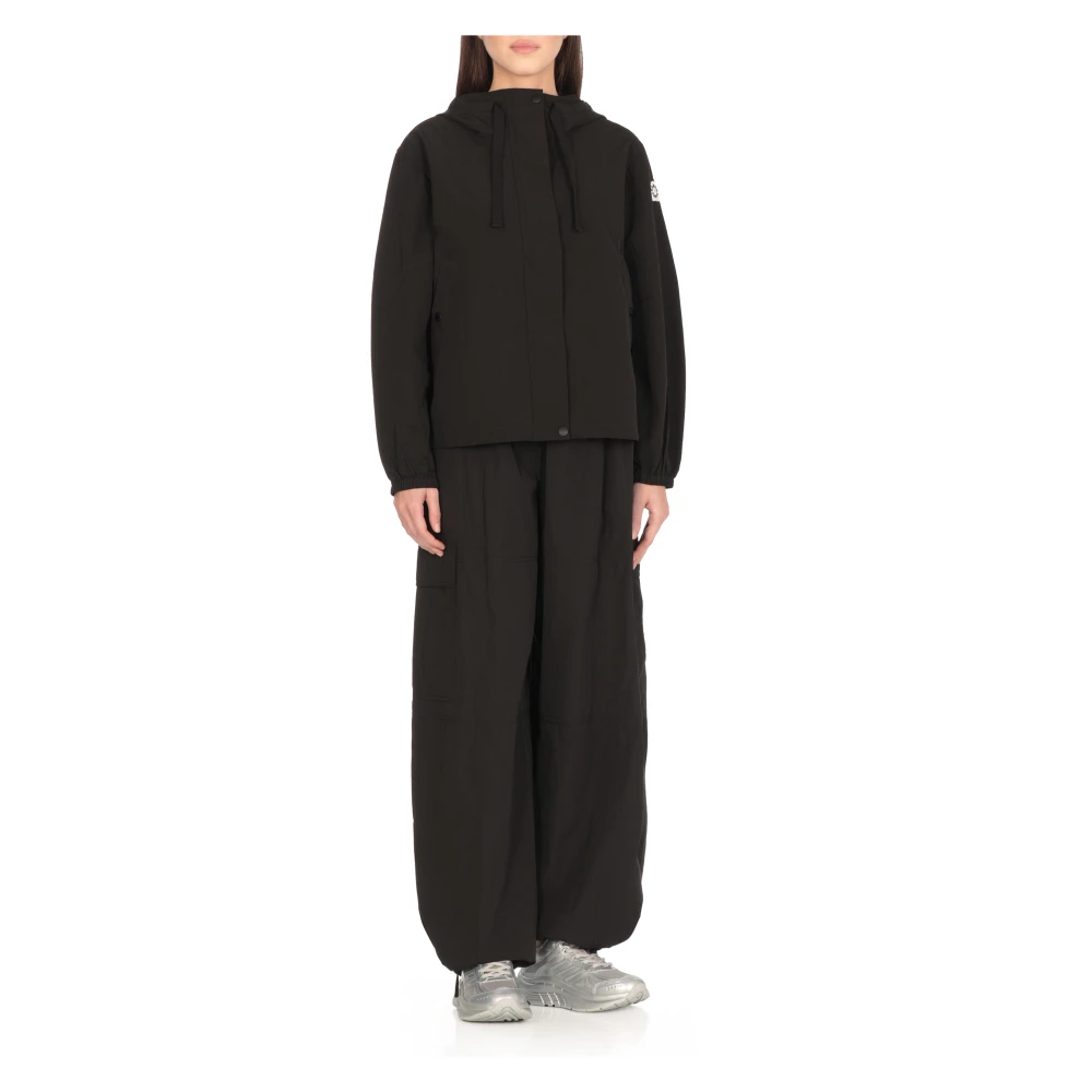 Kenzo Zwarte Waterdichte Stofjas met Capuchon Black Dames