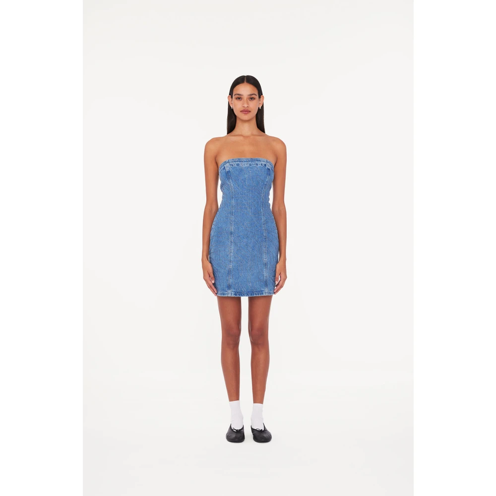 Rotate Birger Christensen Rhinestone Denim Jurk Blue Dames