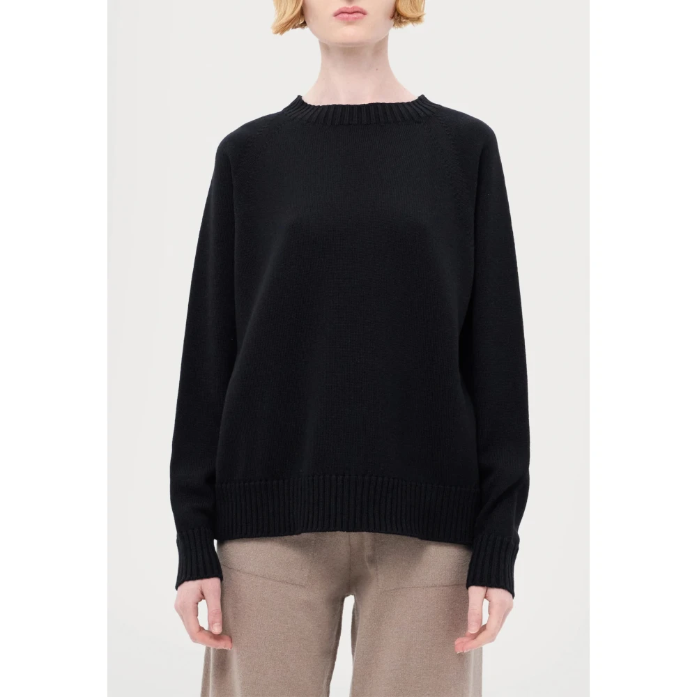 Max Mara Zwarte Crewneck Wollen Trui Black Dames