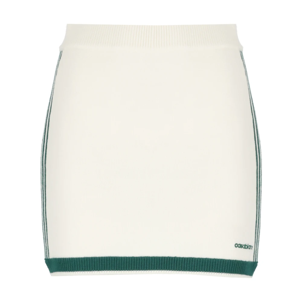 Casablanca Witte Wol Mini Rok Elastische Taille White Dames