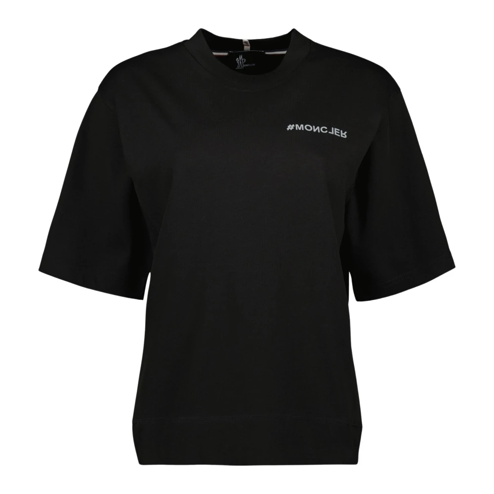 Moncler Katoenen Logo T-shirt met reflecterende details Black Dames