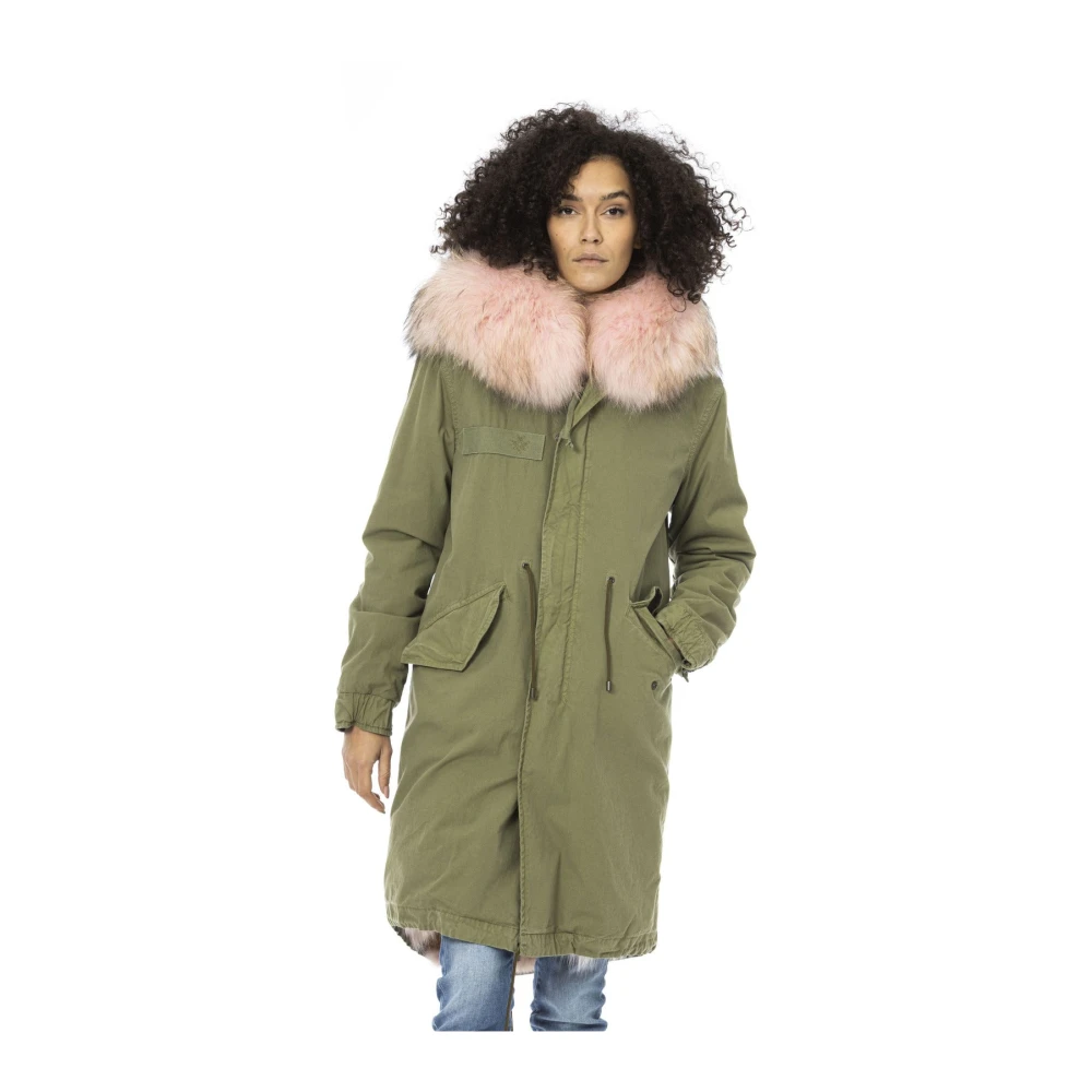 Mr&Mrs Italy Lange Parka met Bont Capuchon Green Dames