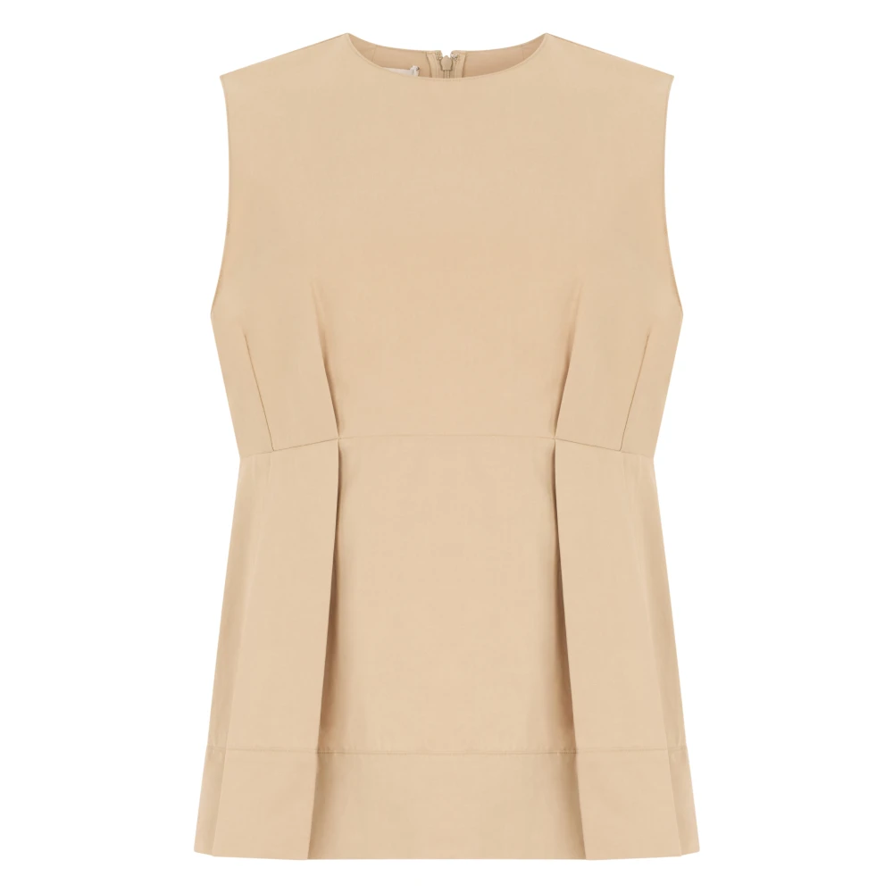 Vince Women's Beige Pleated Sleeveless Blouse - Sleeveless Tops - S - Tops
