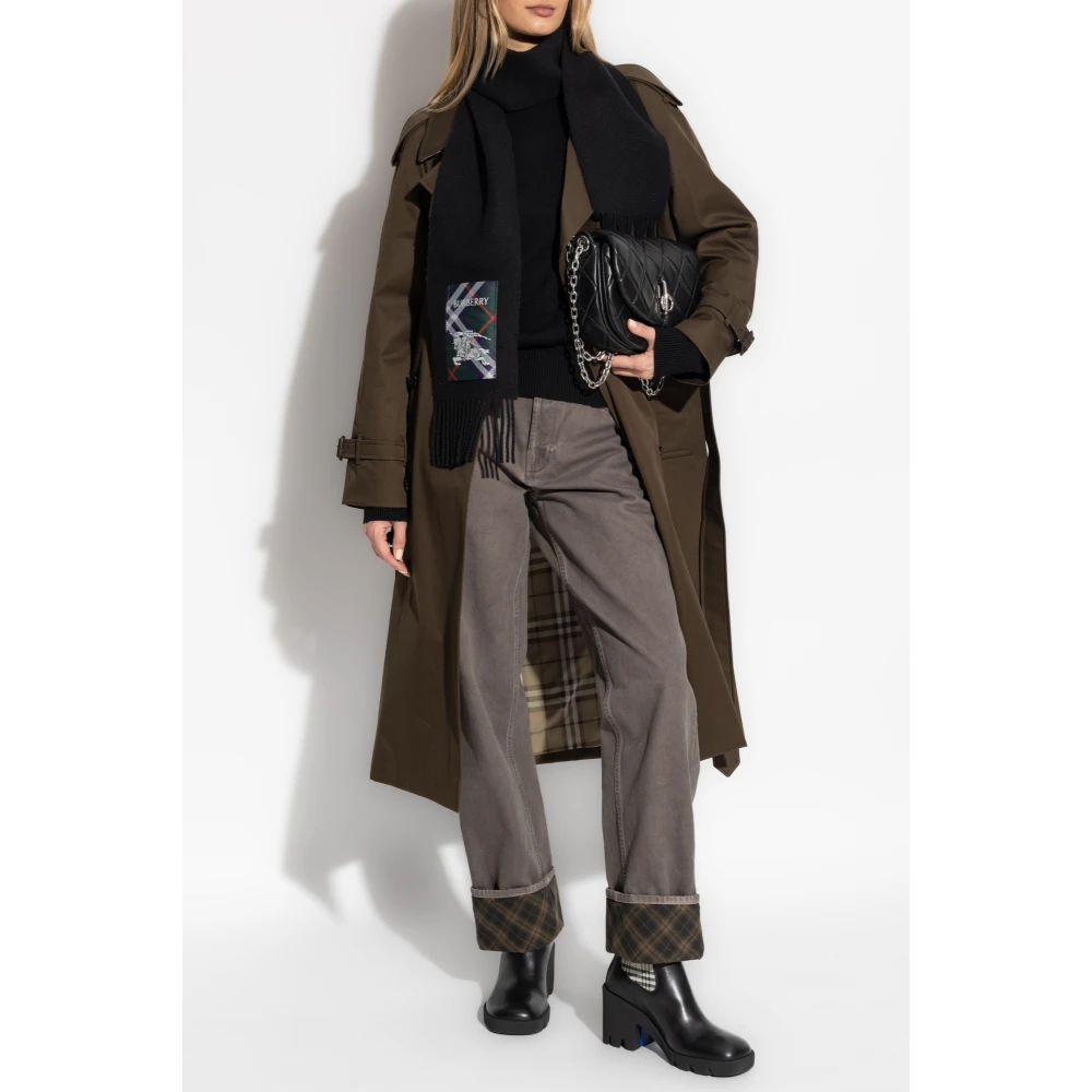 Burberry Wollen trui met logopatch Black Dames