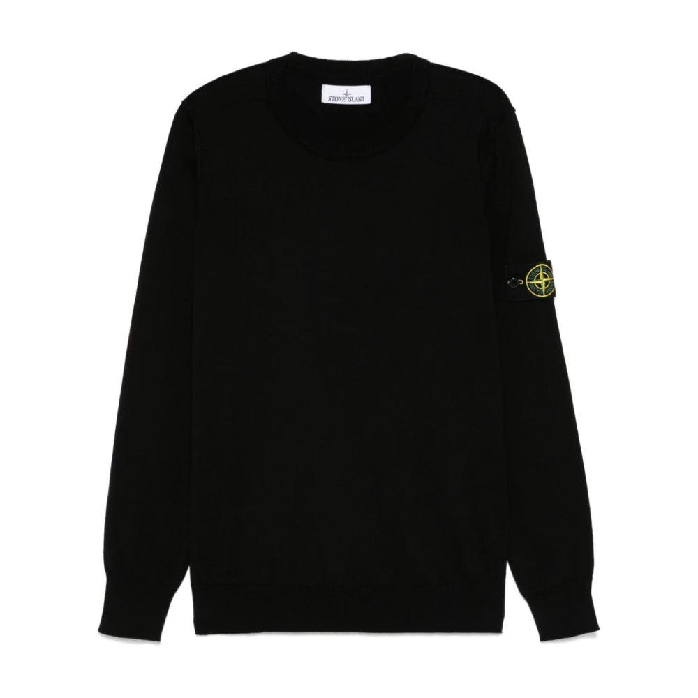 Stone Island Zwarte Katoenen Gebreide Trui Black Heren