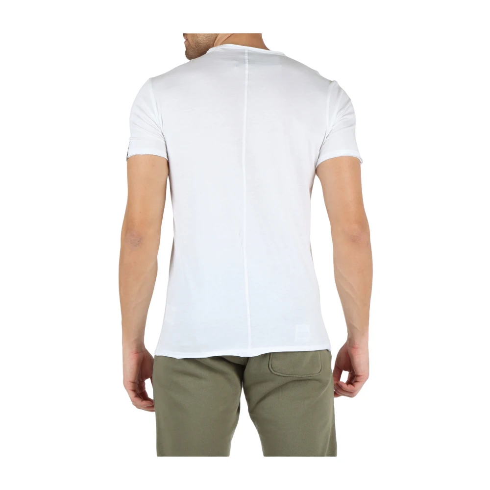 Replay Katoenen T-shirt met geborduurd logo White Heren