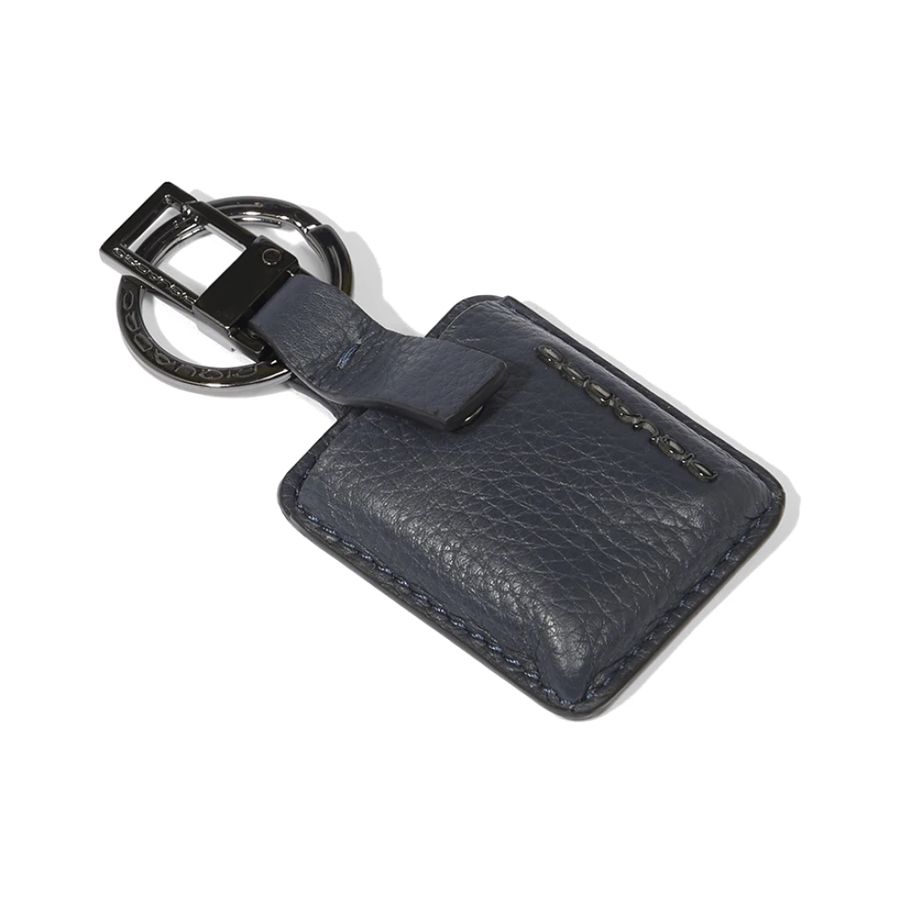 Piquadro Herr Blå Accessoarer One Size, Läder, Carabiner Keychain With Connequ