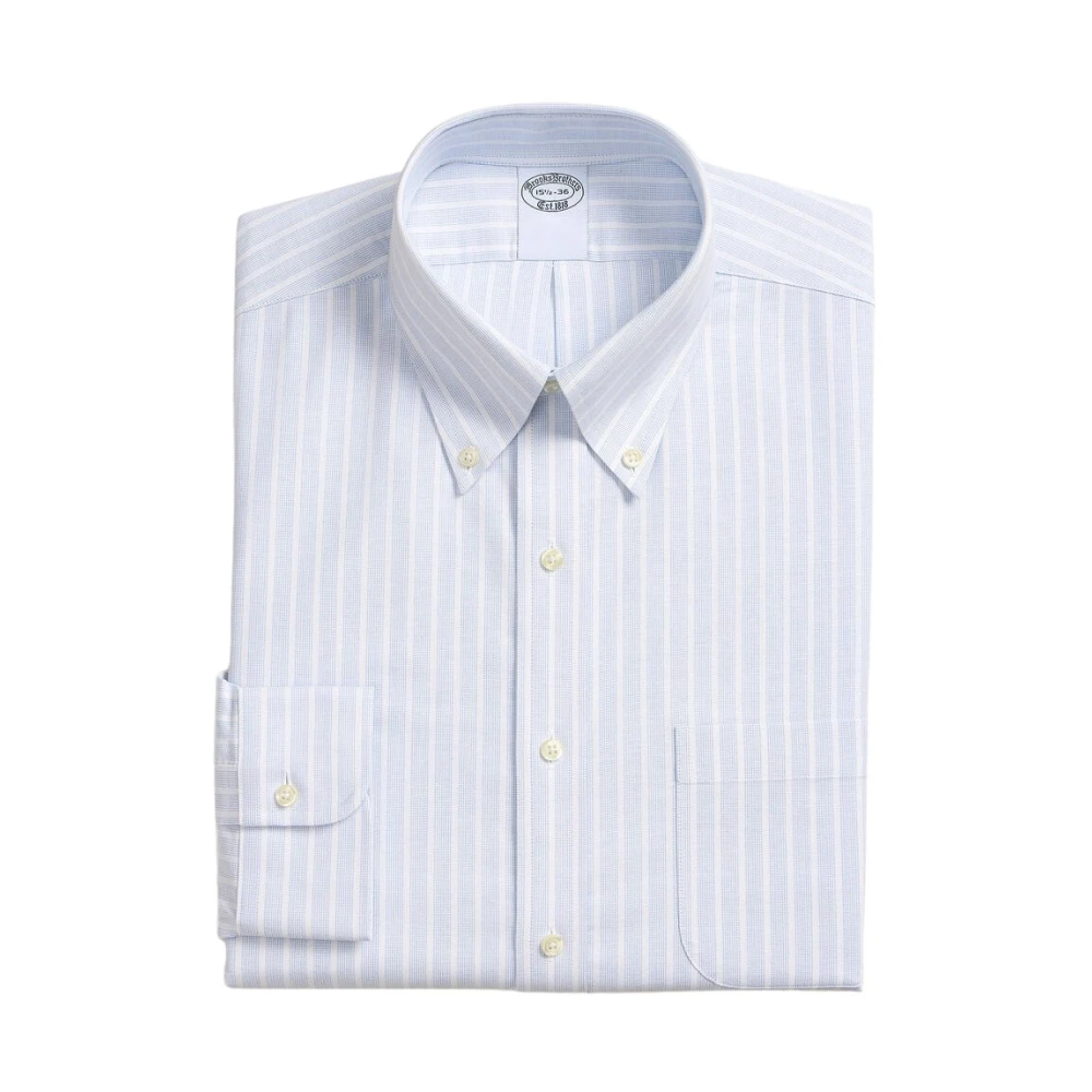 Brooks Brothers Men's Blue Formal Shirts, S, Regular Fit Non-Iron Oxford Shirt With Button Down Collar