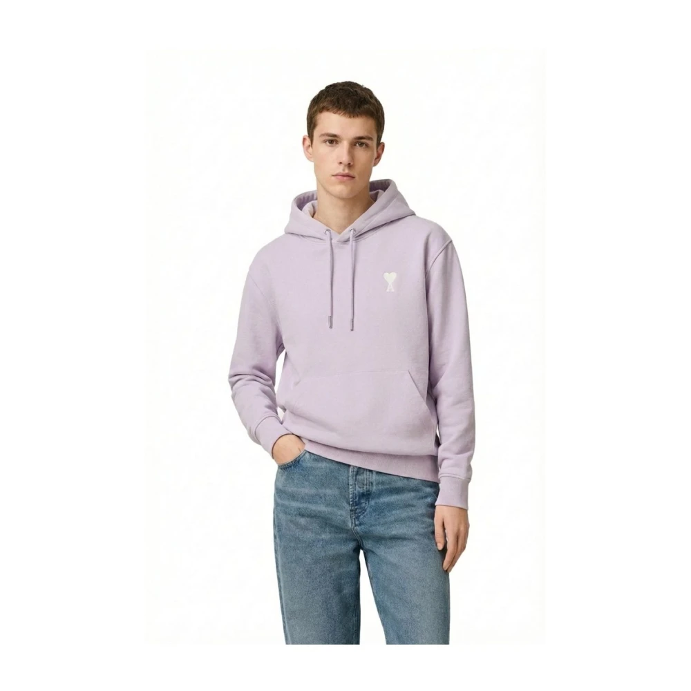 Ami Paris Mannelijk Roze Hoodies & Sweatvesten Heren, 2XL, Katoen, Ami De Cœur Hoodie