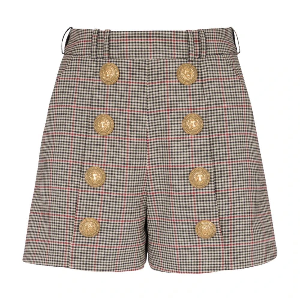 Balmain Women's Multicolor Wool Shorts With Buttons - Short Shorts - Xs - Shorts