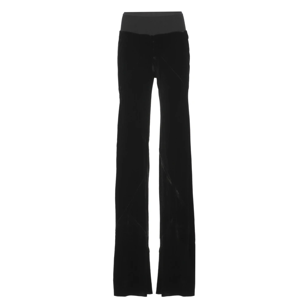 Rick Owens Zwarte Velvet Elastische Taille Broek Black Dames