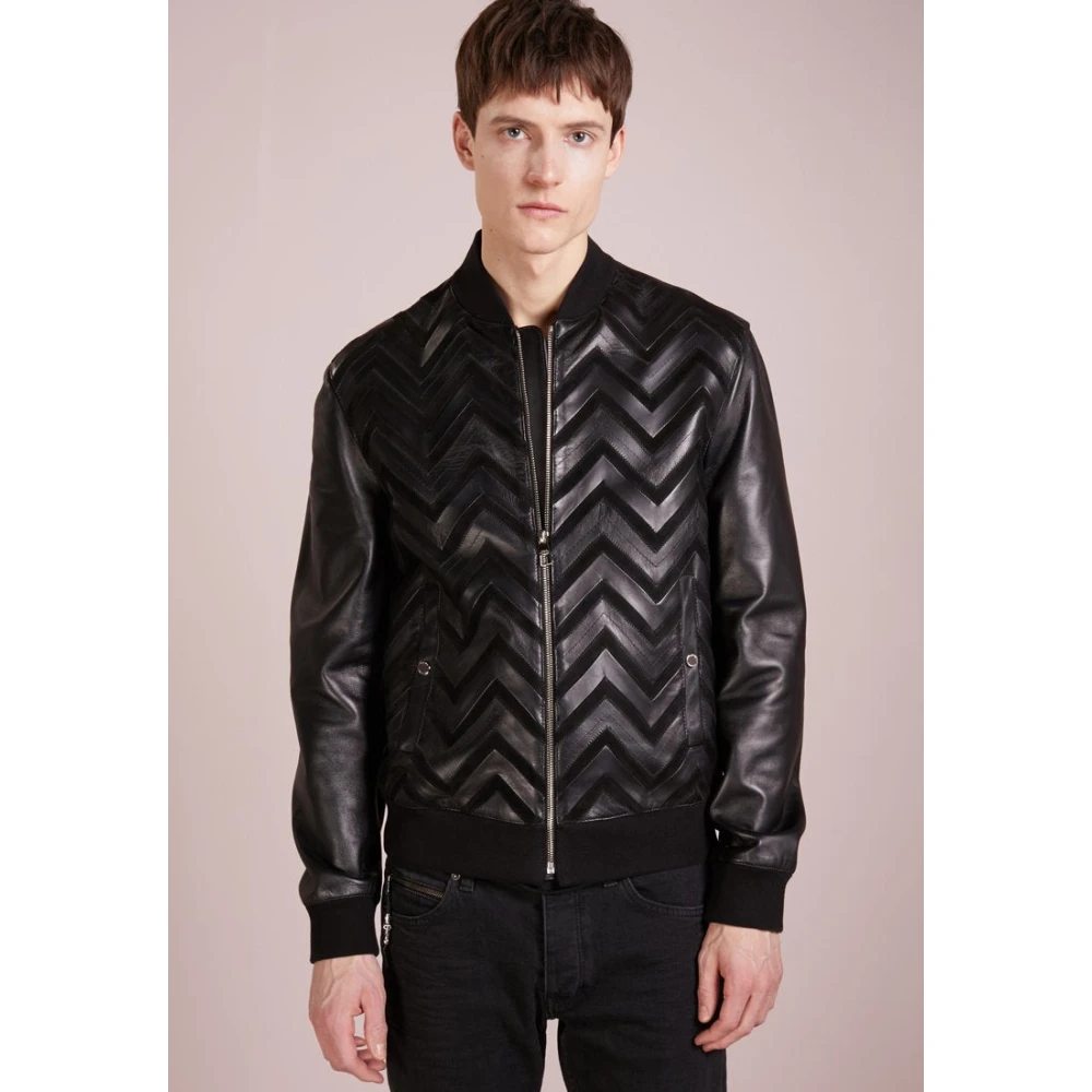 Versace Jeans Couture Leather Jackets Black Heren