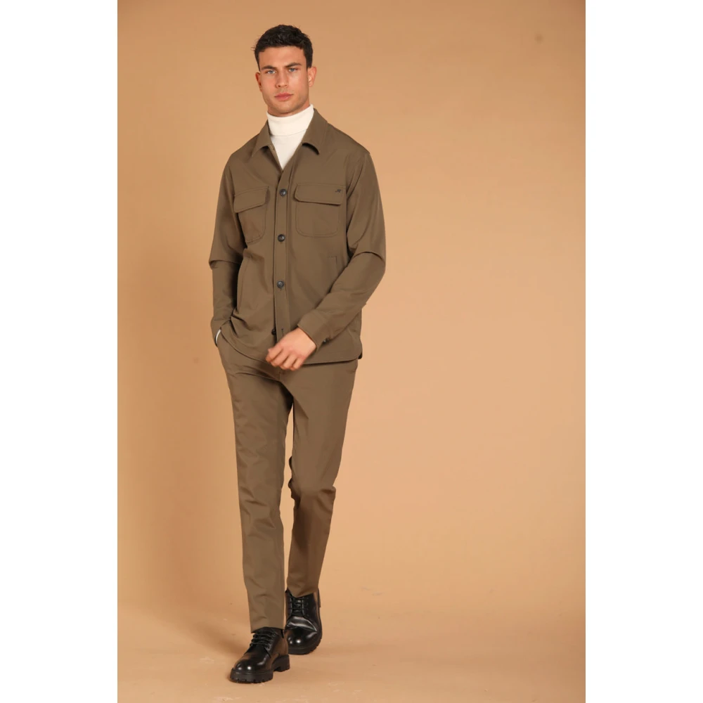 Mason's Dynamische Slim Fit Overshirt Beige Blauw Beige Heren