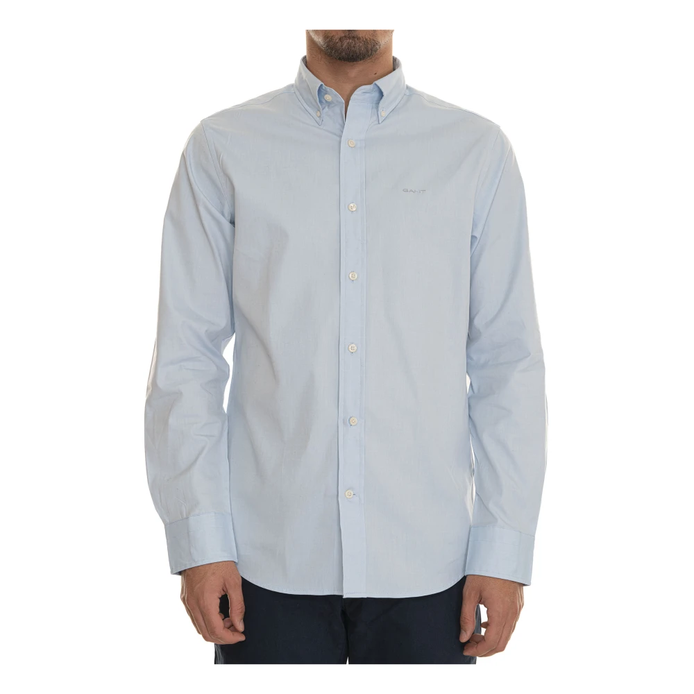 Gant Katoenen Knoop-Logo Shirt Blue Heren