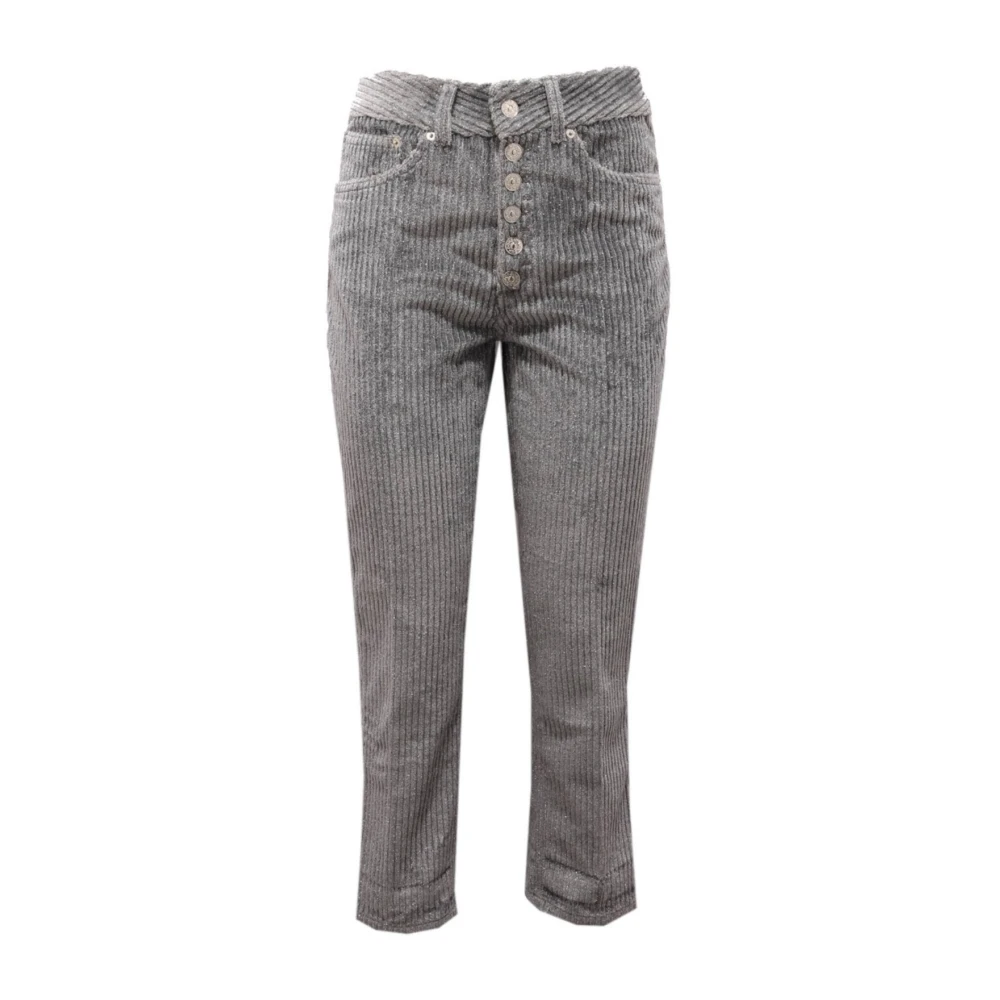 Dondup Vrouw Grijs Corduroy Lurex Grijze Broek
