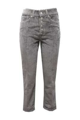 Corduroy Lurex Grå Byxor