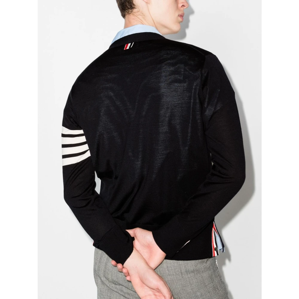 Thom Browne Navy V-hals Cardigan in Merinowol Blue Heren