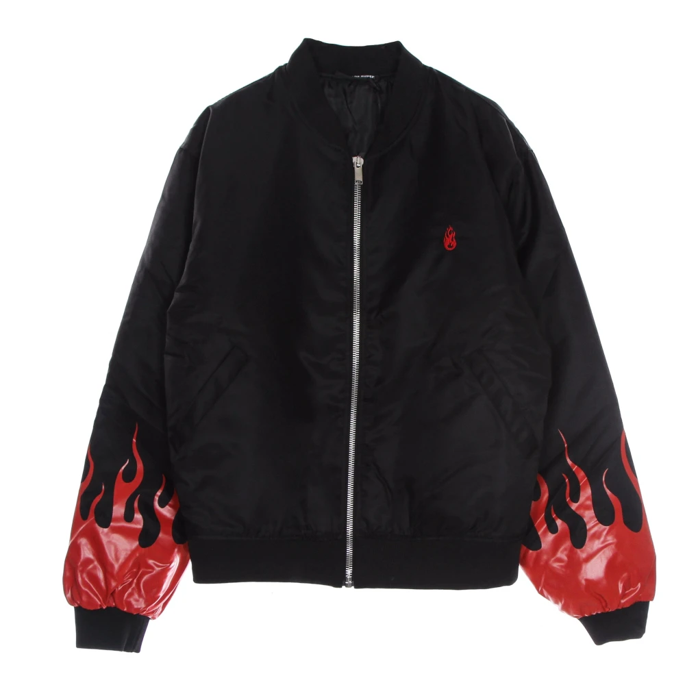 Vision OF Super Zwart Rode Flames Bomberjas Black Heren