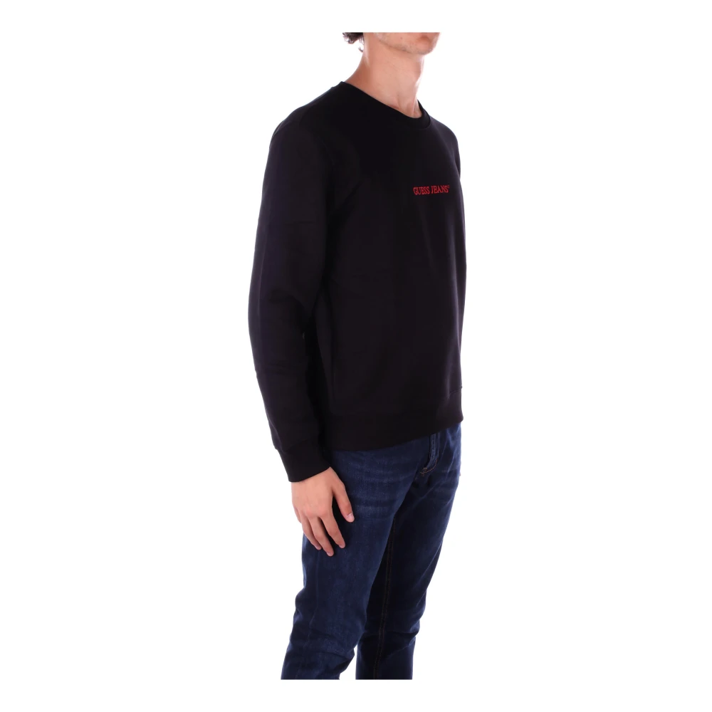 Guess Zwart Logo Front Sweater Black Heren