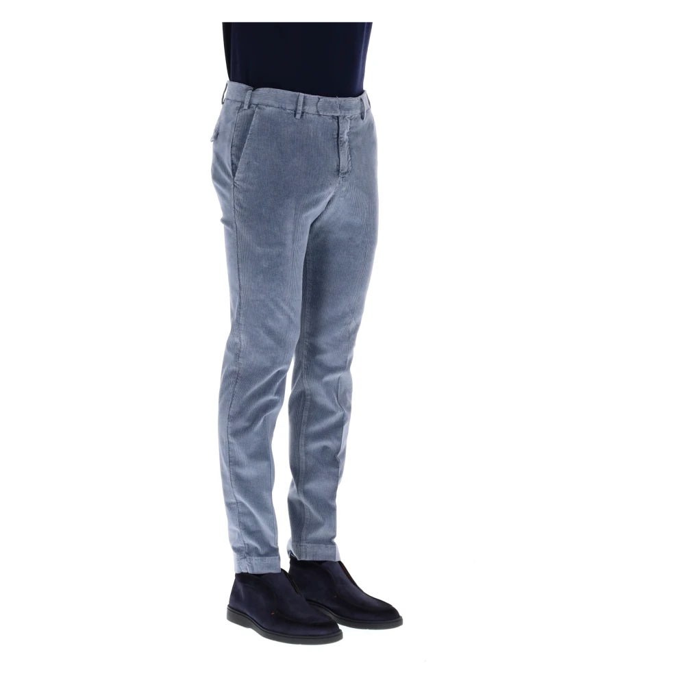 PT Torino Heldere Blauwe Fluwelen Ribfluwelen Broek Blue Heren