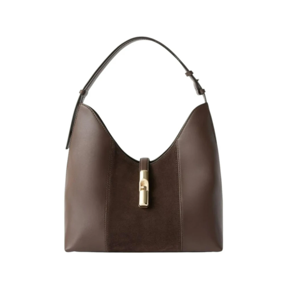 Furla Vrouw Bruin Tassen Dames, One Size, Leer, Goccia M Hobo Bag
