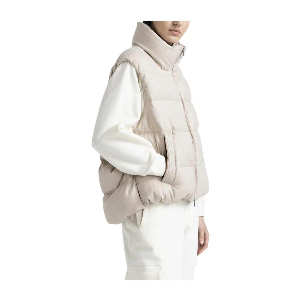 PESERICO Ganzendons en flanellen vest in polyviscose Beige Dames