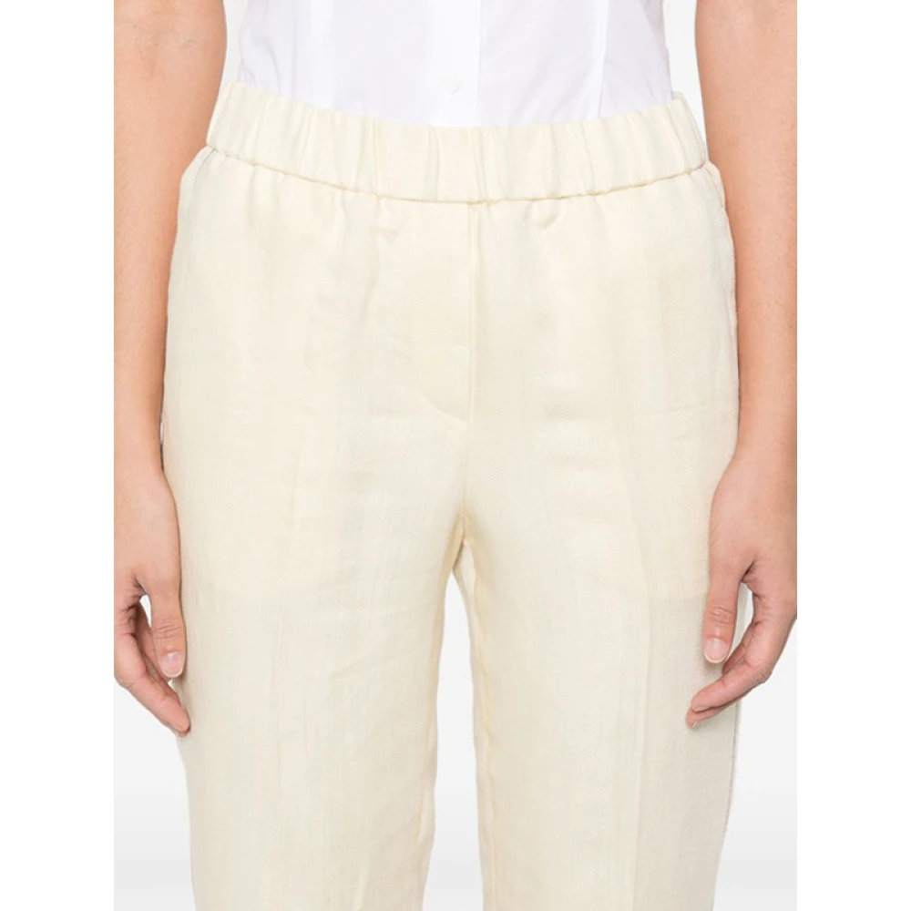 PESERICO Gele broek met kraalrand Beige Dames