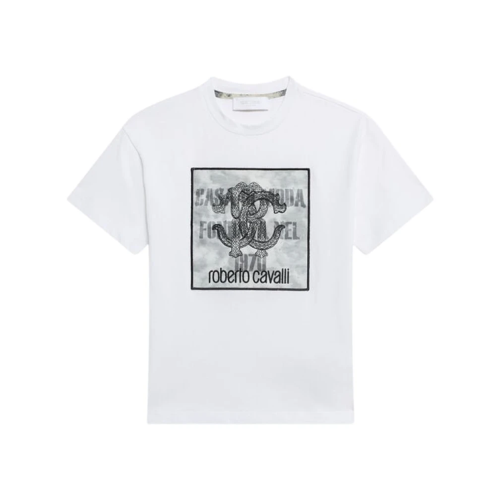 Roberto Cavalli White T-Shirt With Monogram Rc - Male - Kids Short Sleeve T-Shirts - 10 Y - Kids