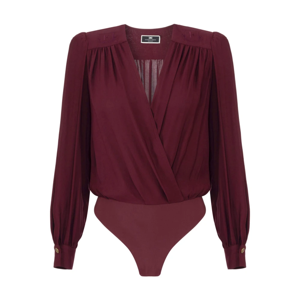 Elisabetta Franchi Georgette Lange Mouw Gekruiste Blouse Red Dames