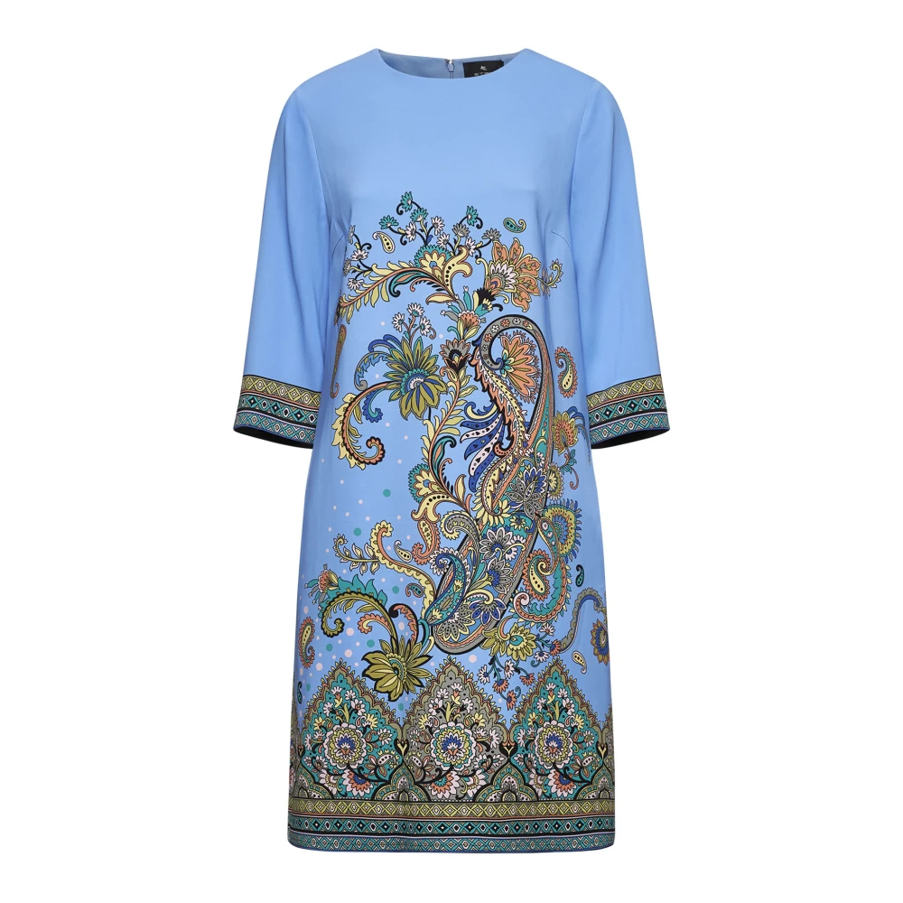 ETRO Blauwe Bloemen Paisley Print Jurk Multicolor Dames