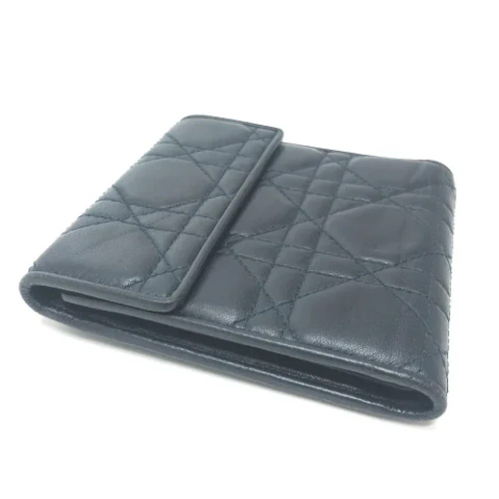Dior Vintage Pre-owned Leather wallets Blue Dames