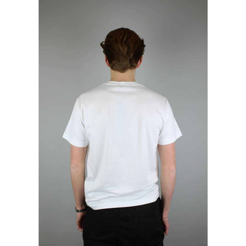 Stone Island Borstlogo T-shirt Wit White Heren