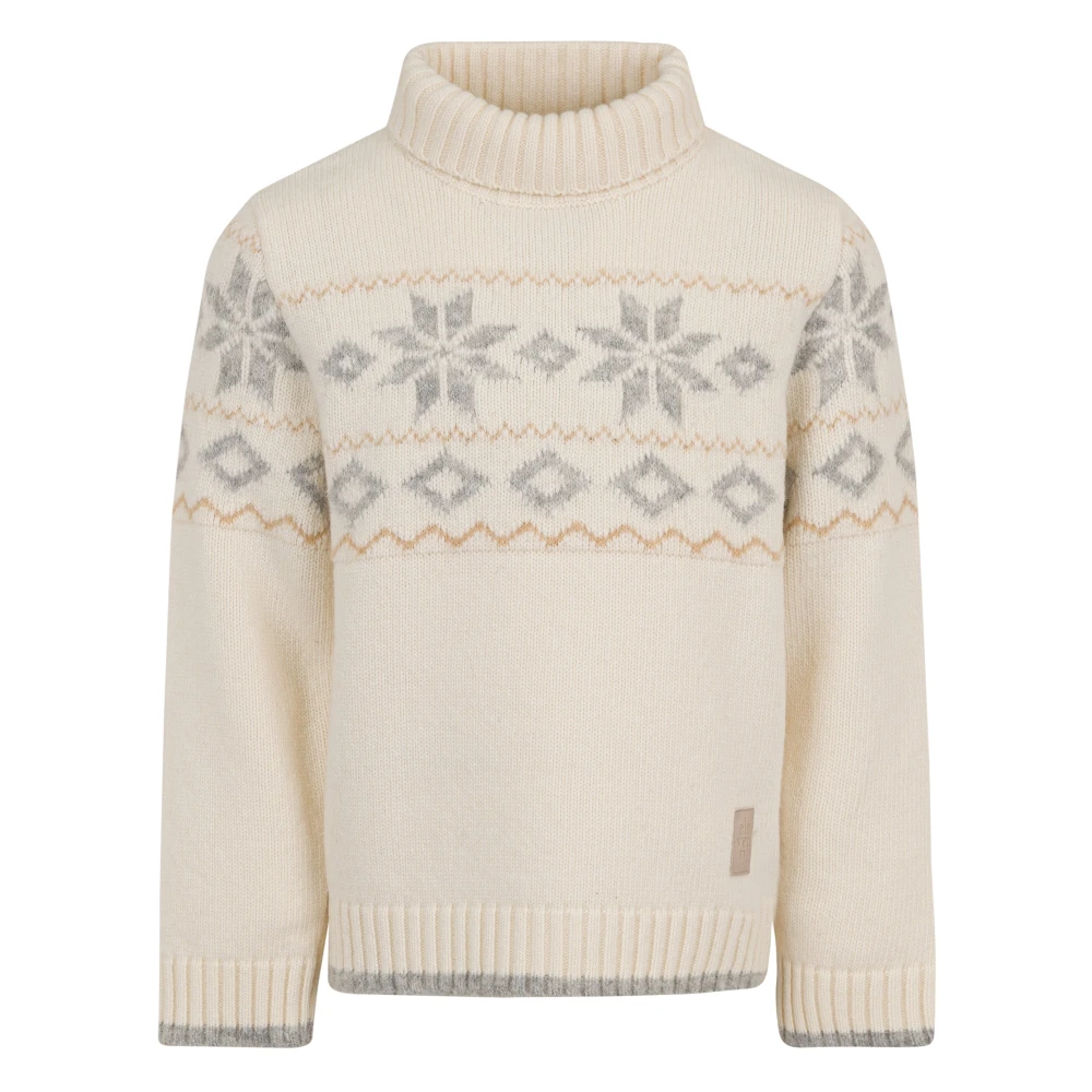 Eleventy Mannelijk Beige Hoge Hals Wol Hoodie Jacquard
