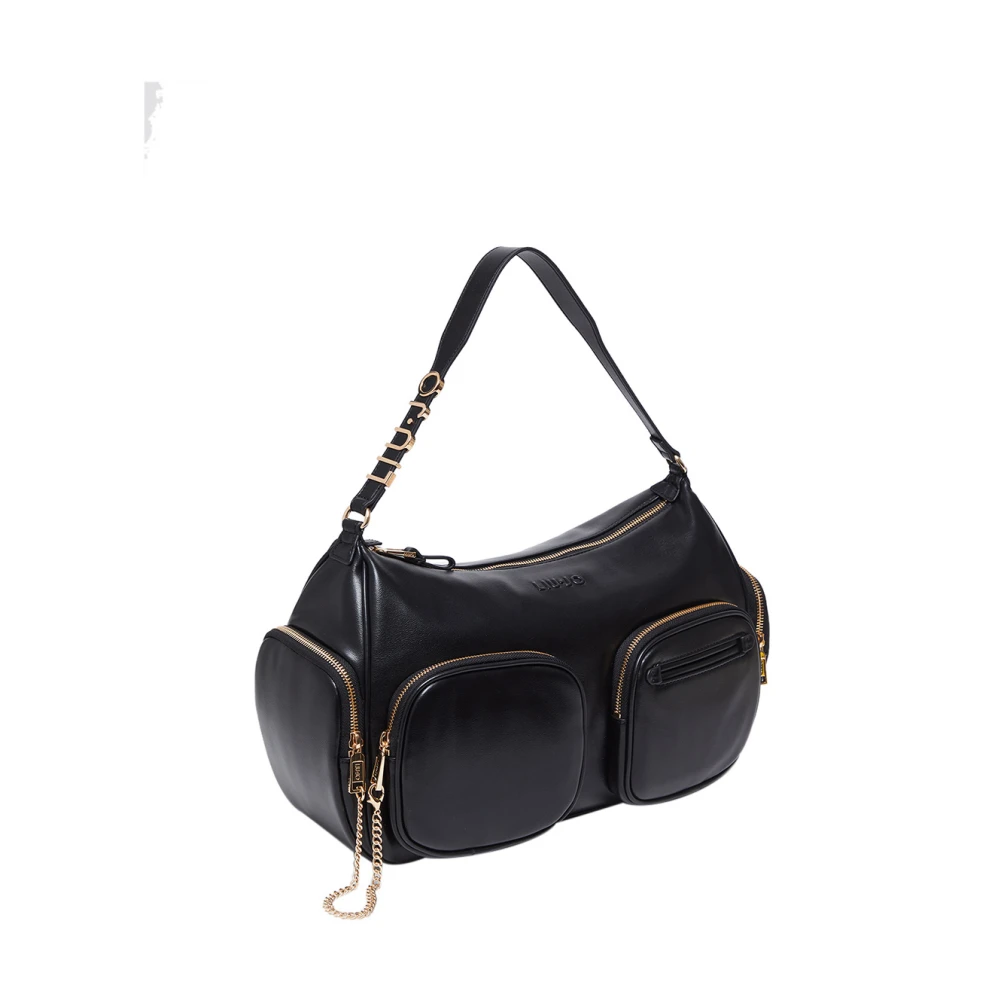 Liu Jo Zwarte Schoudertas met Gouden Details Black Dames