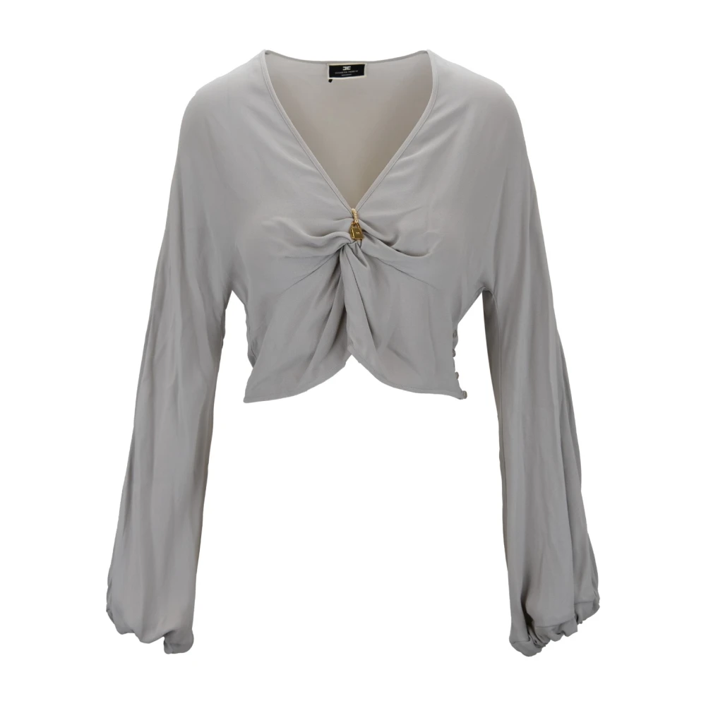 Elisabetta Franchi Blouse met V-hals en knoopdetail White Dames