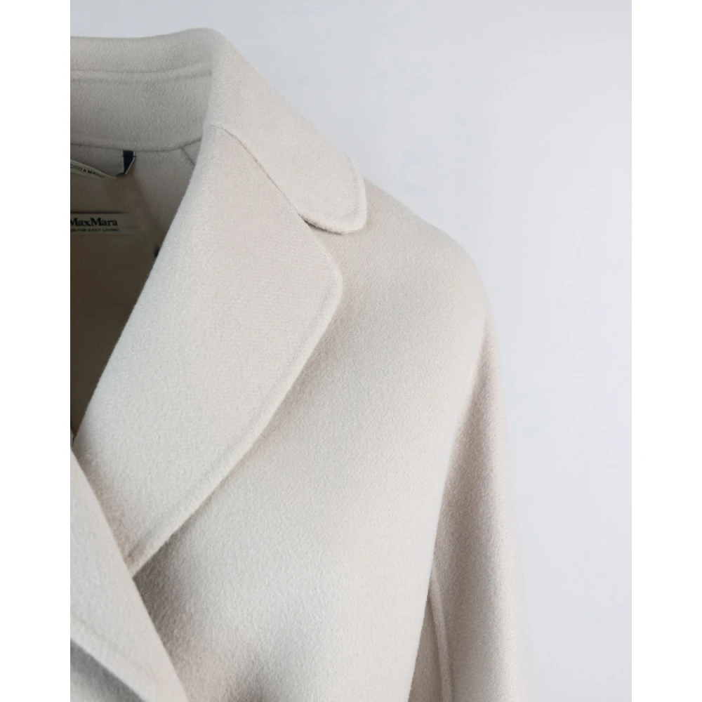 Max Mara Studio Oversized wollen jas met riem Beige Dames
