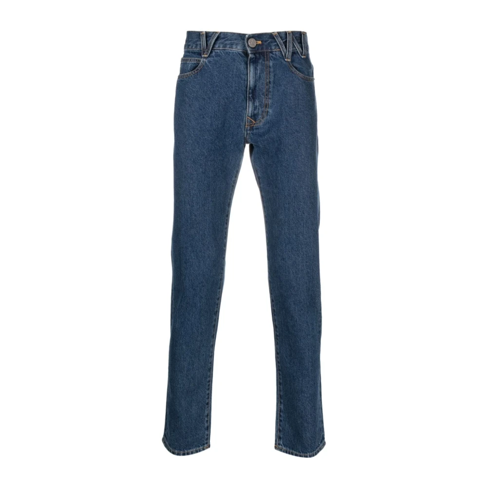 Vivienne Westwood Blauwe VW-Print Tapered-Leg Jeans Blue Heren