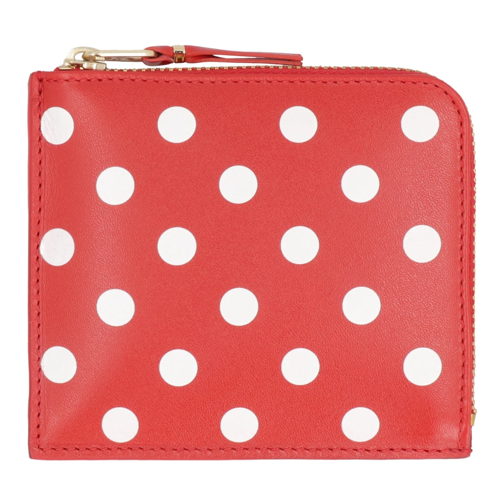 Comme des Garçons Polka-dot Leren Muntportemonnee Red Dames