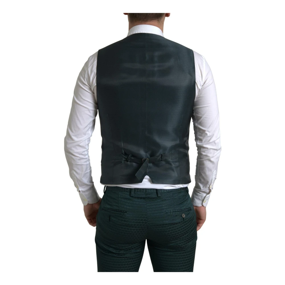Dolce & Gabbana Groen Gestreept Slim Fit Pak Green Heren