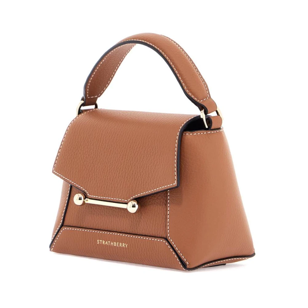 Strathberry Bruin leren mozaïek crossbody tas met gouden knoop Brown Dames