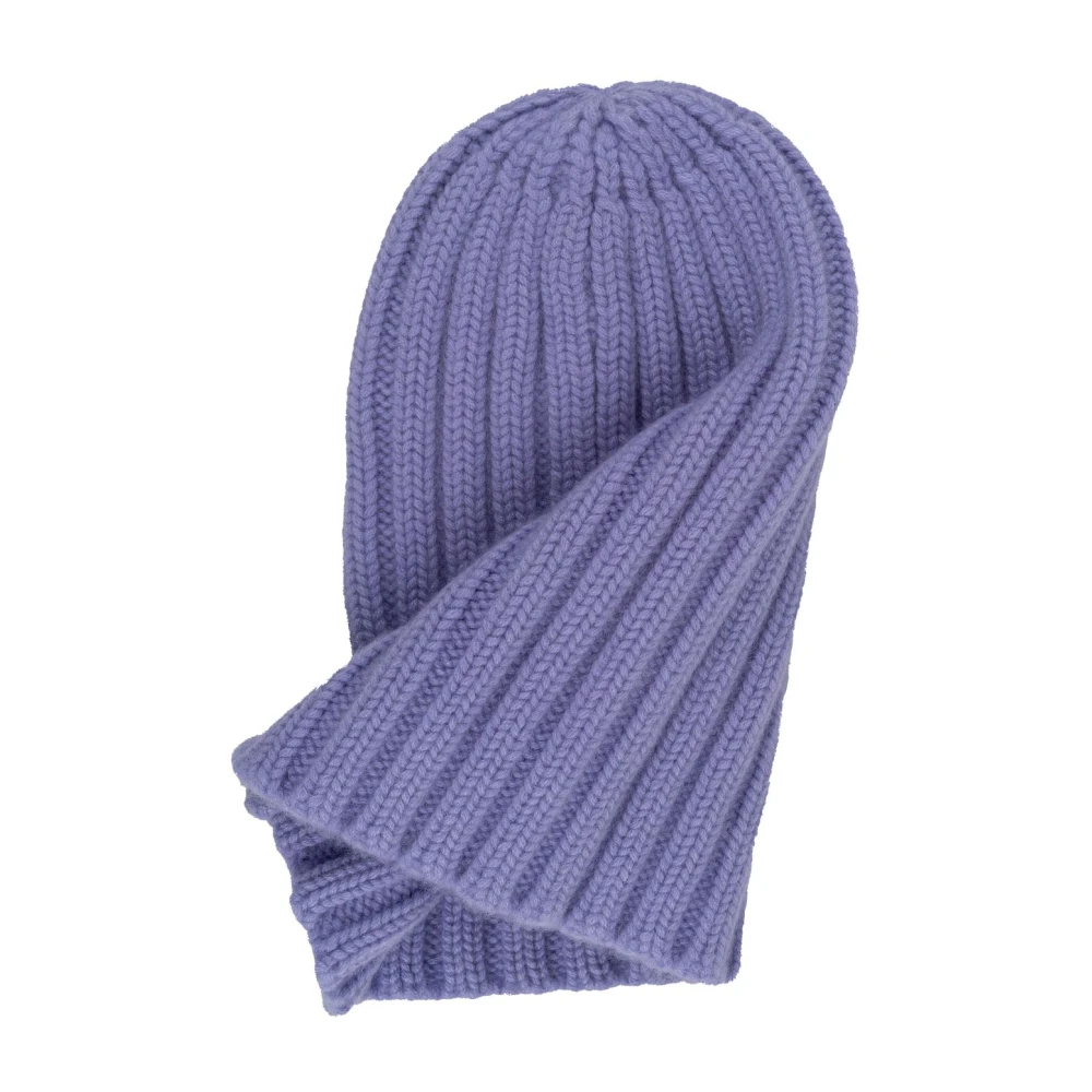 Laneus Geribbelde kasjmier unisex hoed Purple Dames