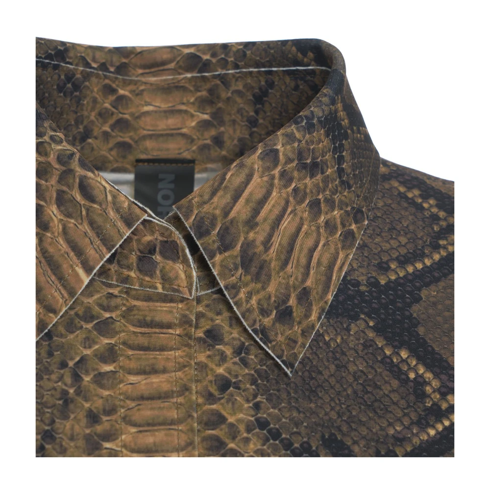 Norma Kamali Gele Stand Blouse Python Effect Brown Dames