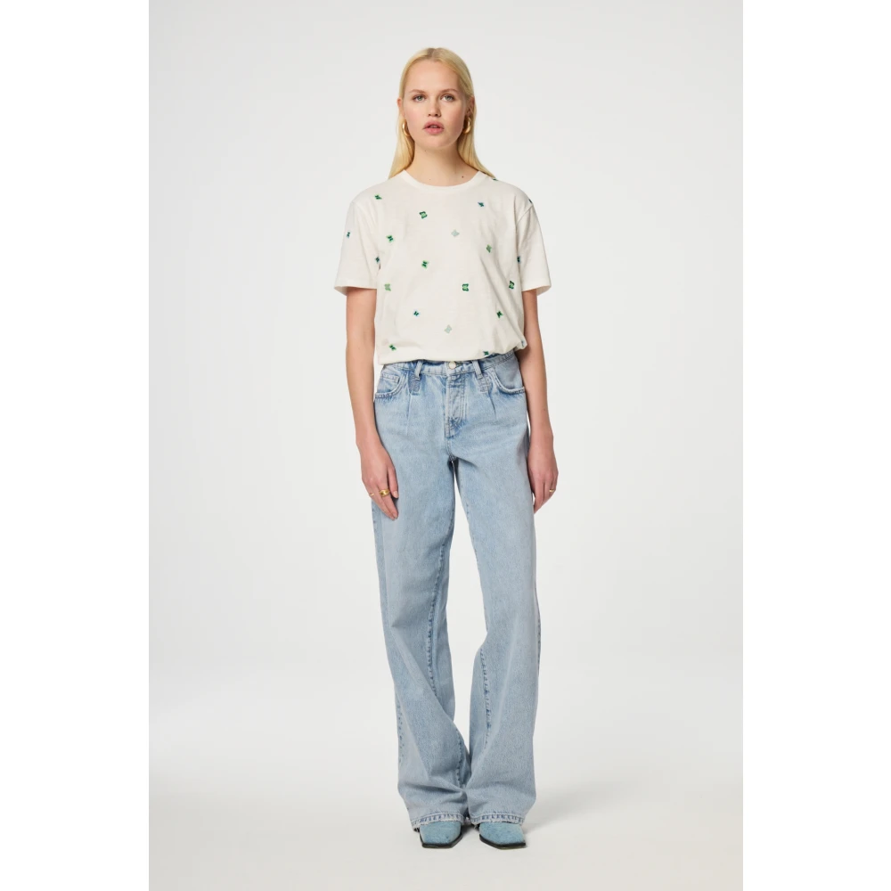 Fabienne Chapot Geborduurde Vlinder Wit T-shirt White Dames